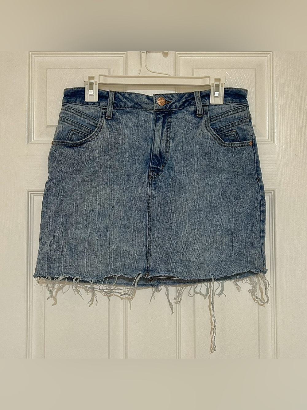 Wild Fable Blue Jean Mini Skirt Size 12 Raw Edge Distressed Hem Target Grunge